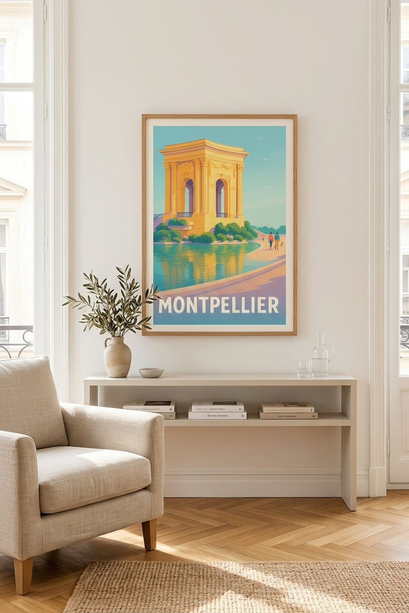 Affiche de Montpellier - Promenade du Peyrou en cadre dans un salon moderne | Afich