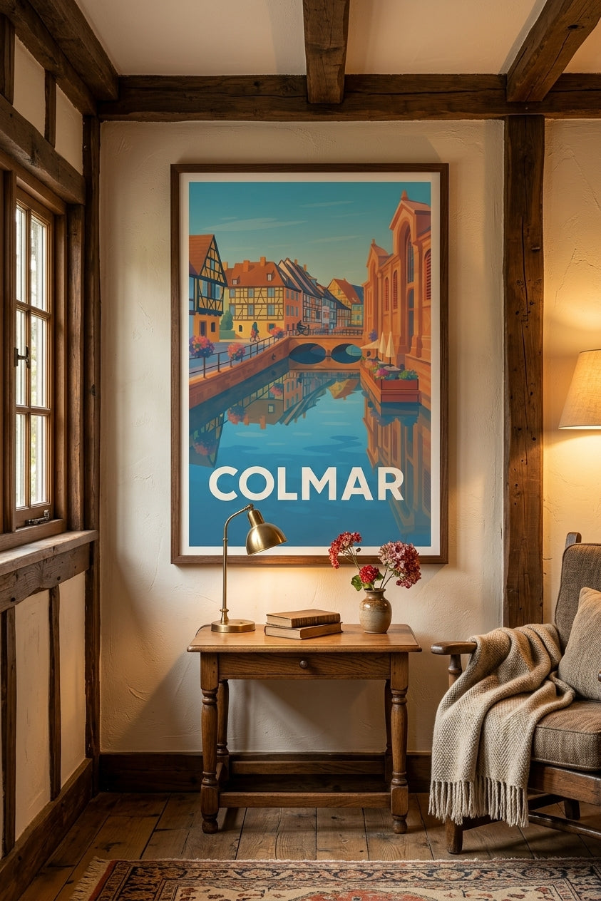 Affiche de Colmar dans un intérieur alsacien | Afich