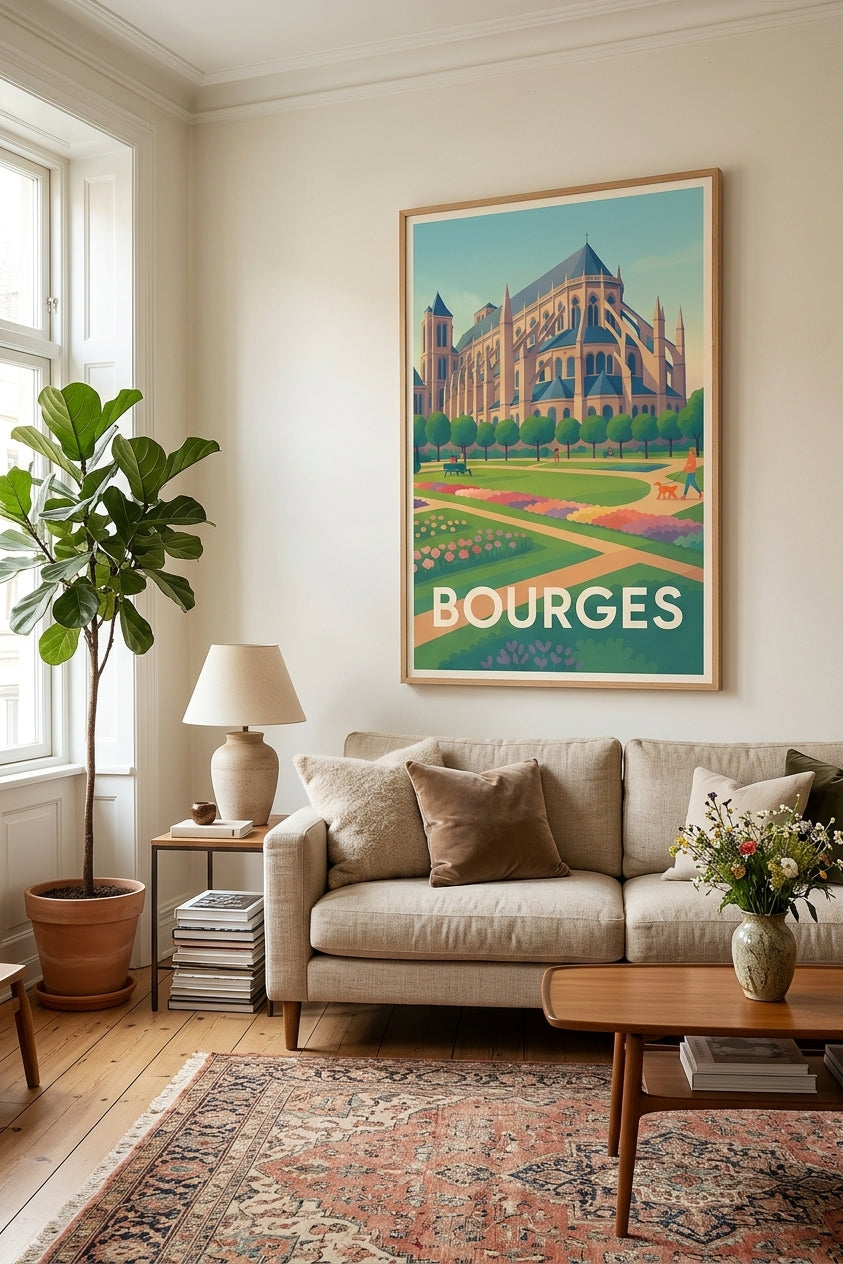 Affiche de Bourges - cathédrale gothique Saint-Étienne | Afich