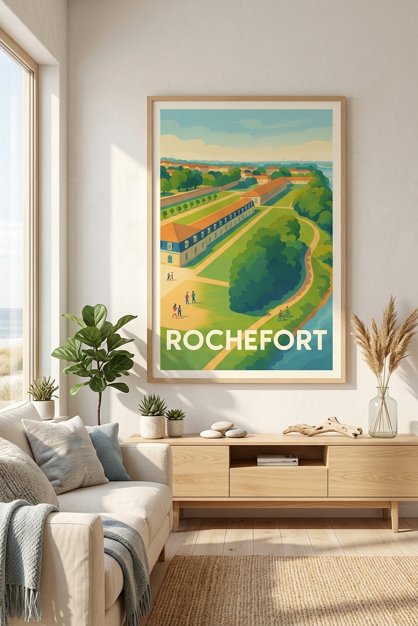 Affiche de Rochefort dans un salon en décoration intérieure - Charente-Maritime | Afich