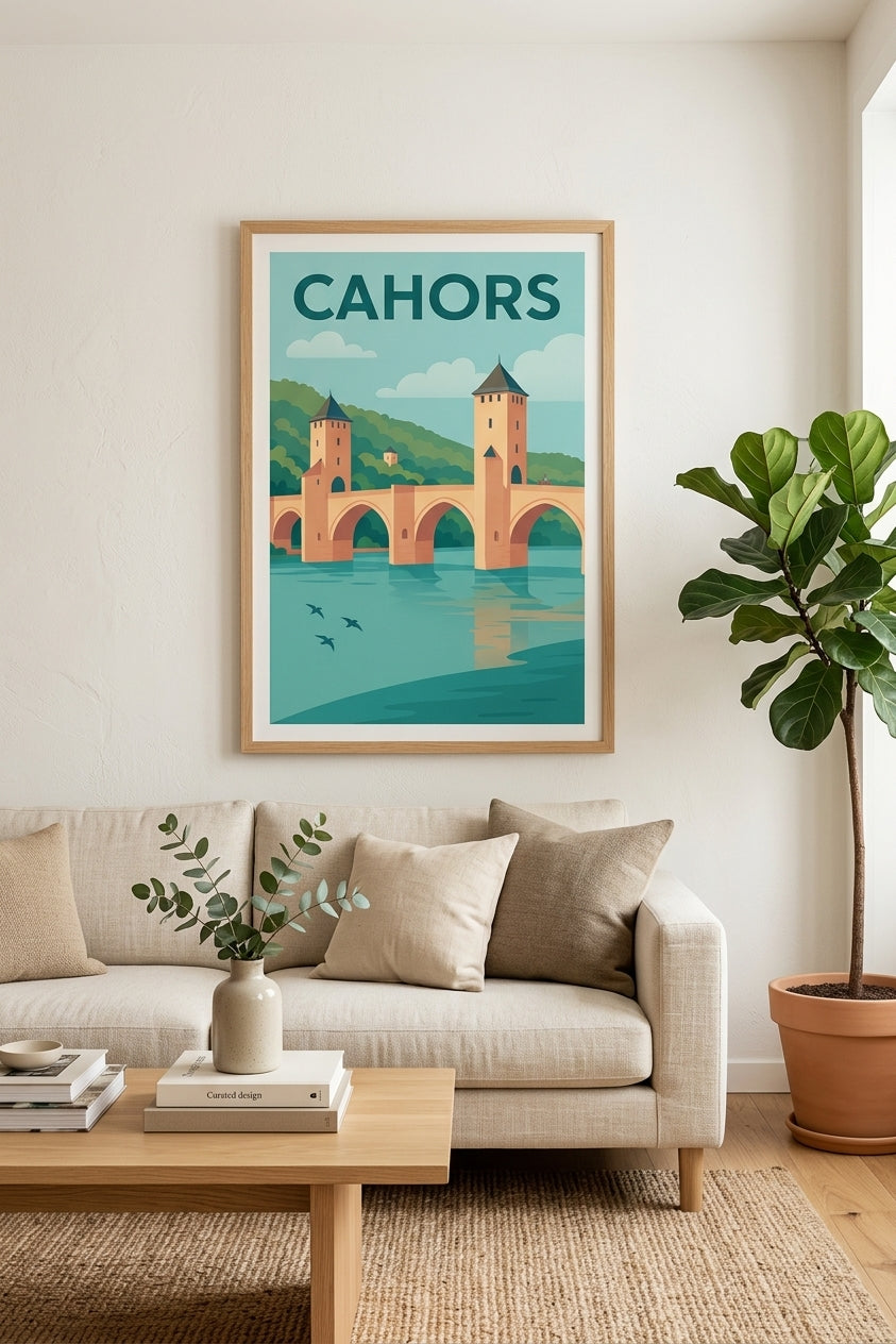 Affiche de Cahors - Pont Valentré sur le Lot | Afich