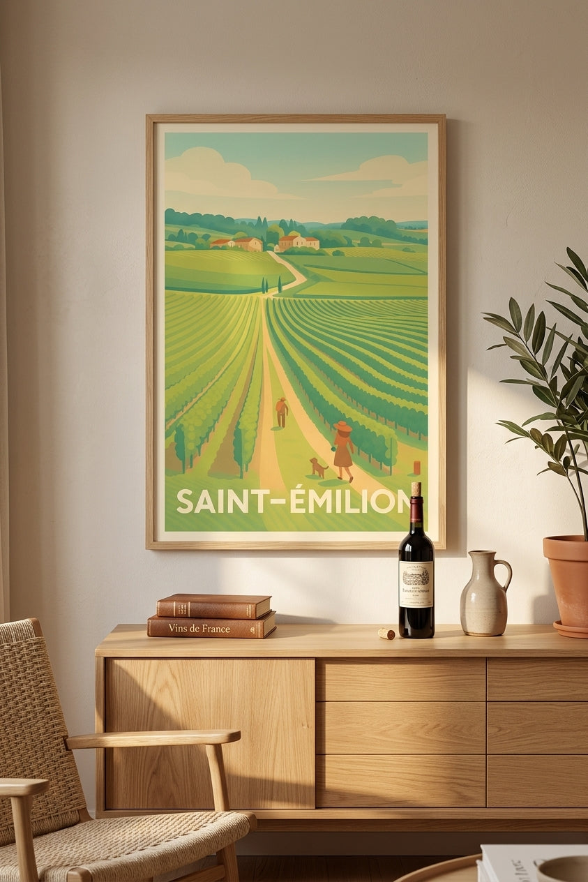 Affiche de Saint-Émilion au cœur des vignobles dans un salon | Afich