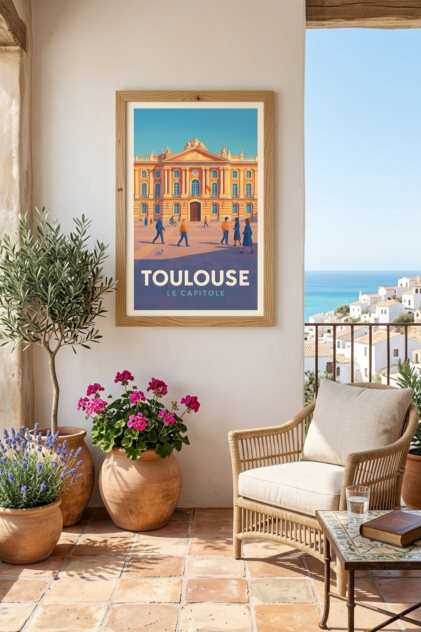 Affiche de Toulouse sur une terrasse | Afich