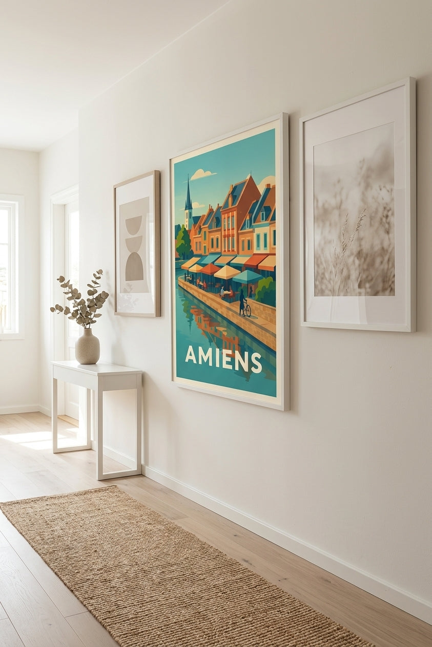 Affiche du quartier Saint-Leu d Amiens sur un mur galerie - mise en situation | Afich