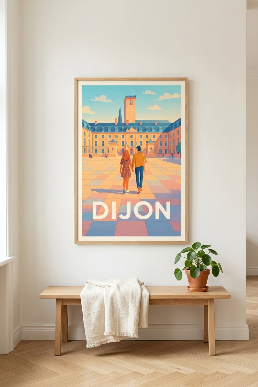 Affiche de Dijon dans un séjour bourguignon - mise en situation | Afich