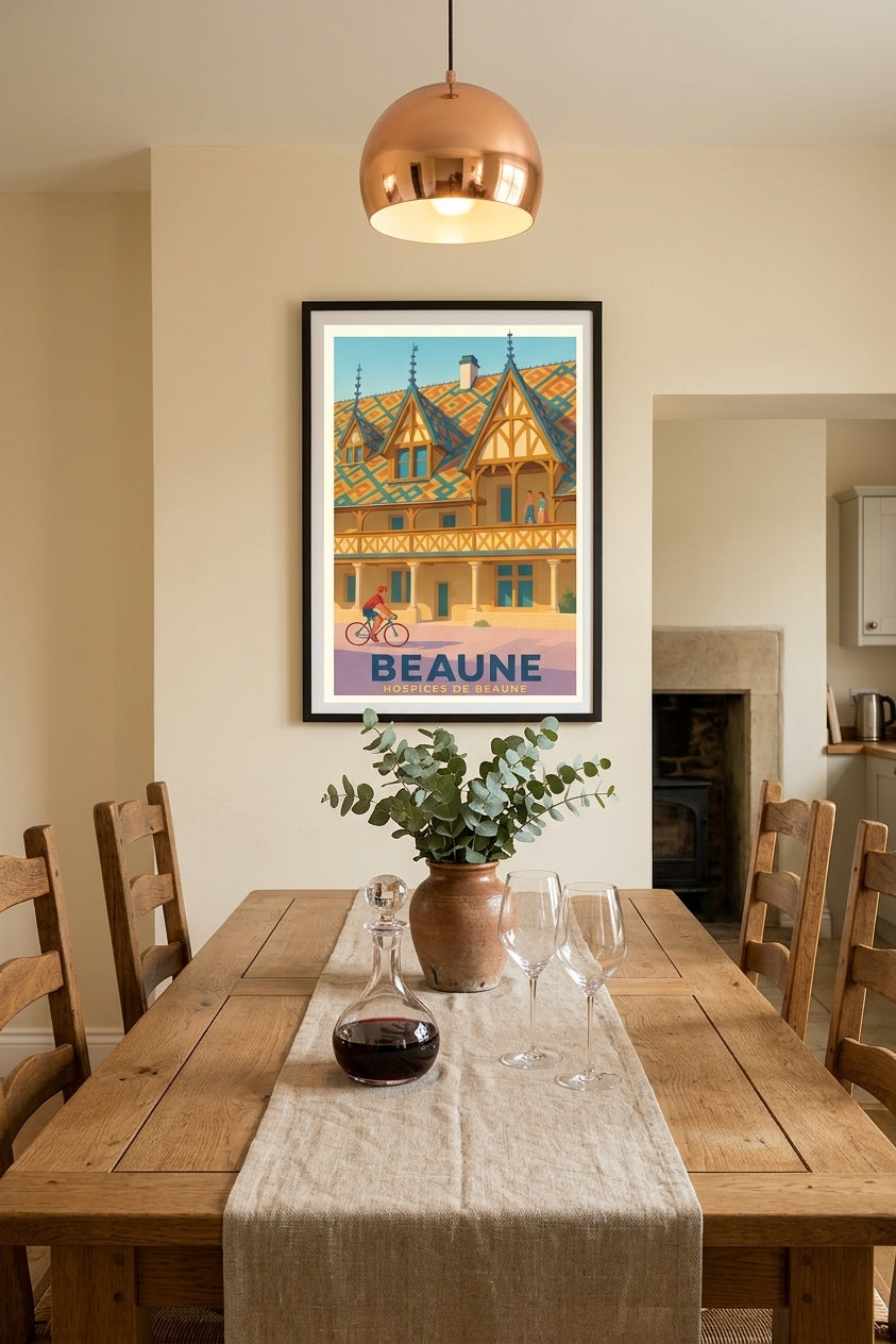 Affiche des Hospices de Beaune dans une salle à manger - mise en situation | Afich
