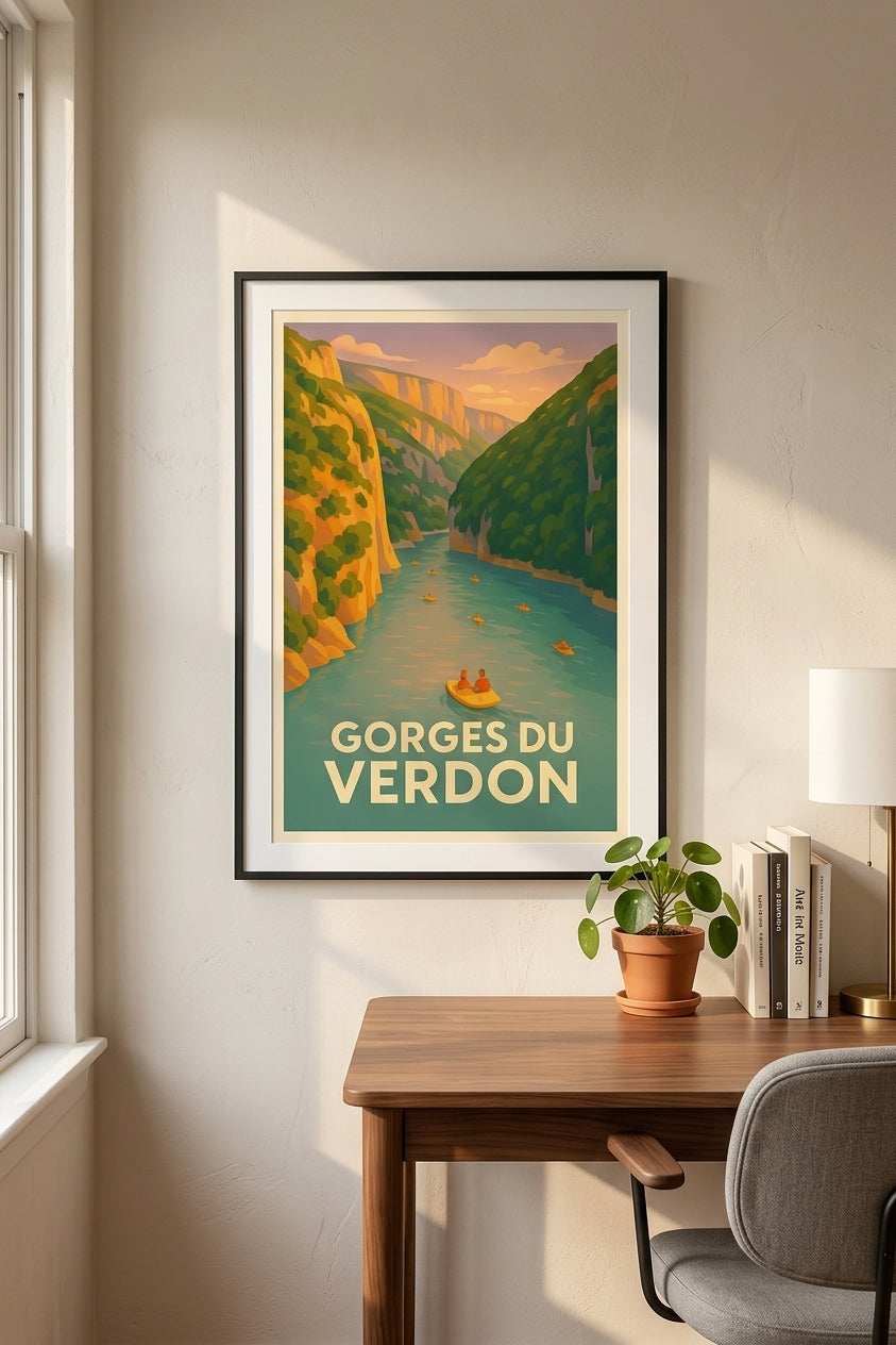 Affiche des gorges du Verdon dans un bureau - mise en situation | Afich