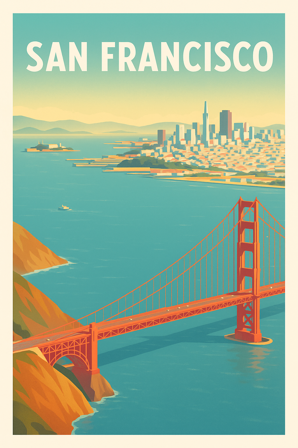 Affiche de San Francisco - L'icône du Golden Gate sous un ciel clair
