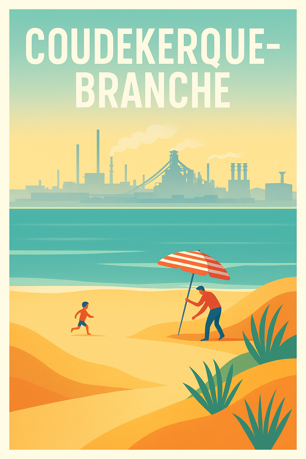 Affiche de Coudekerque-Branche - Plage et industrie en harmonie