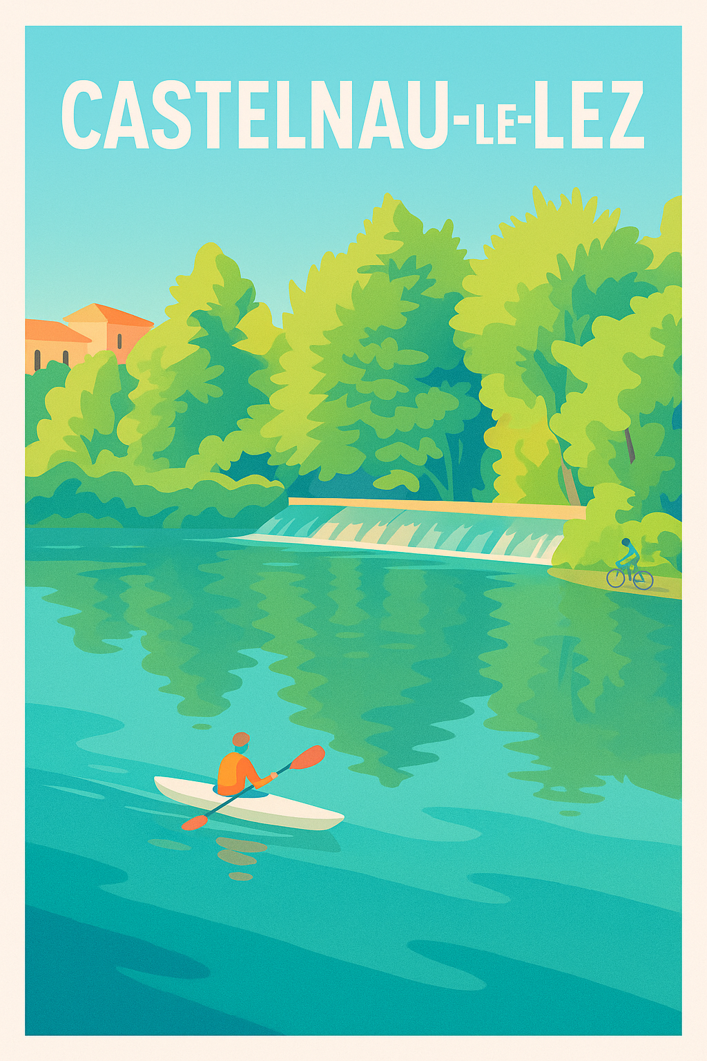 Affiche Castelnau-le-Lez — Évasion et nature au fil de l'eau · poster d'art de Castelnau-le-Lez