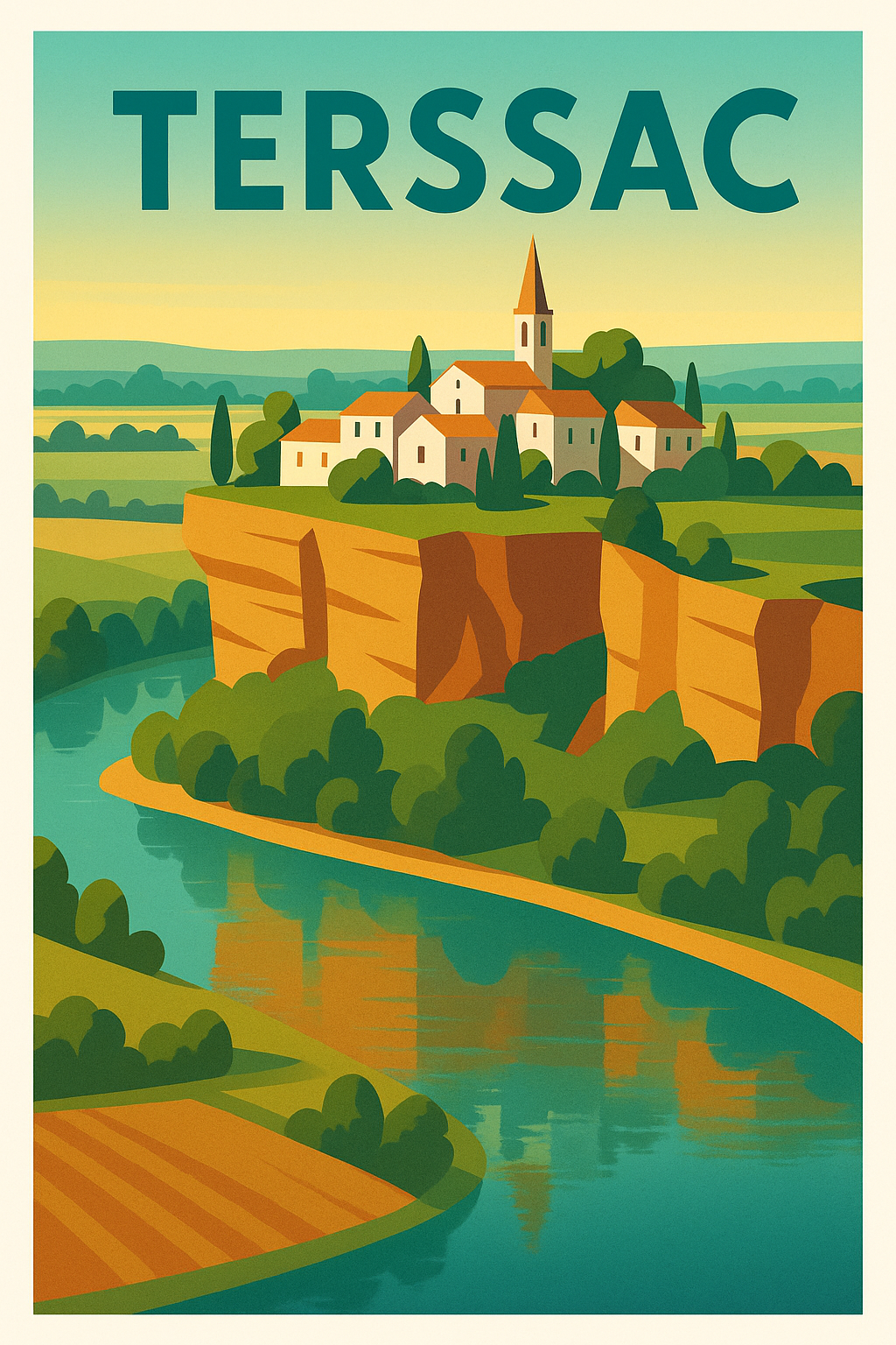 Affiche de Terssac - Le charme paisible de la campagne surplombant la rivière