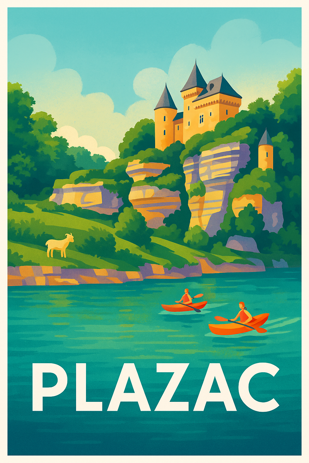 Affiche Plazac — Escapade bucolique au fil de l'eau · poster d'art de Plazac
