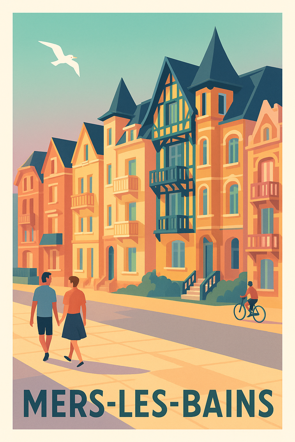 Affiche Mers-les-Bains — Charme et douceur en bord de mer · poster d'art de Mers-les-Bains