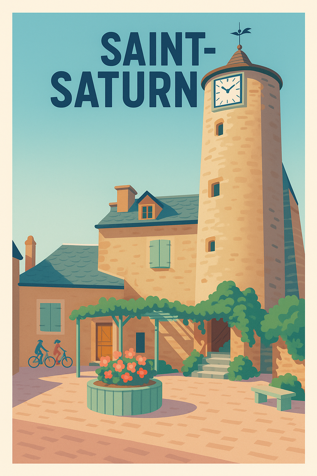 Affiche Saint-Saturnin — Charme et sérénité au cœur du village · poster d'art de Saint-Saturnin
