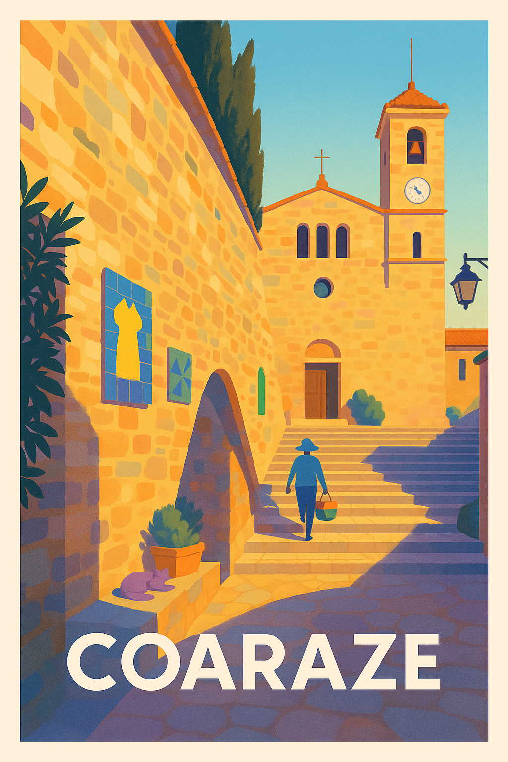 Affiche Coaraze — Charme ensoleillé du village niçois · poster d'art de Coaraze