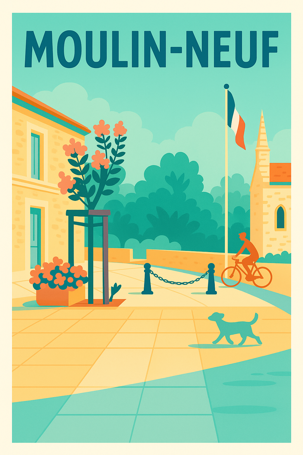 Affiche de Moulin-Neuf - Tranquillité et charme au cœur du village