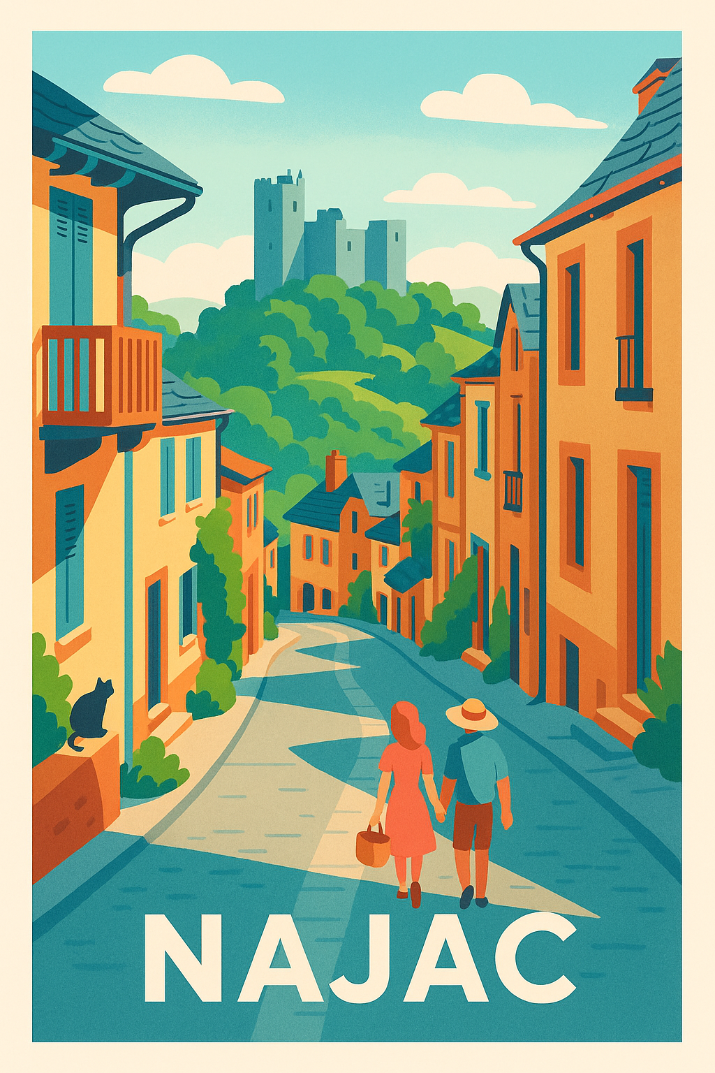 Affiche Najac — Promenade au cœur du village médiéval · poster d'art de Najac