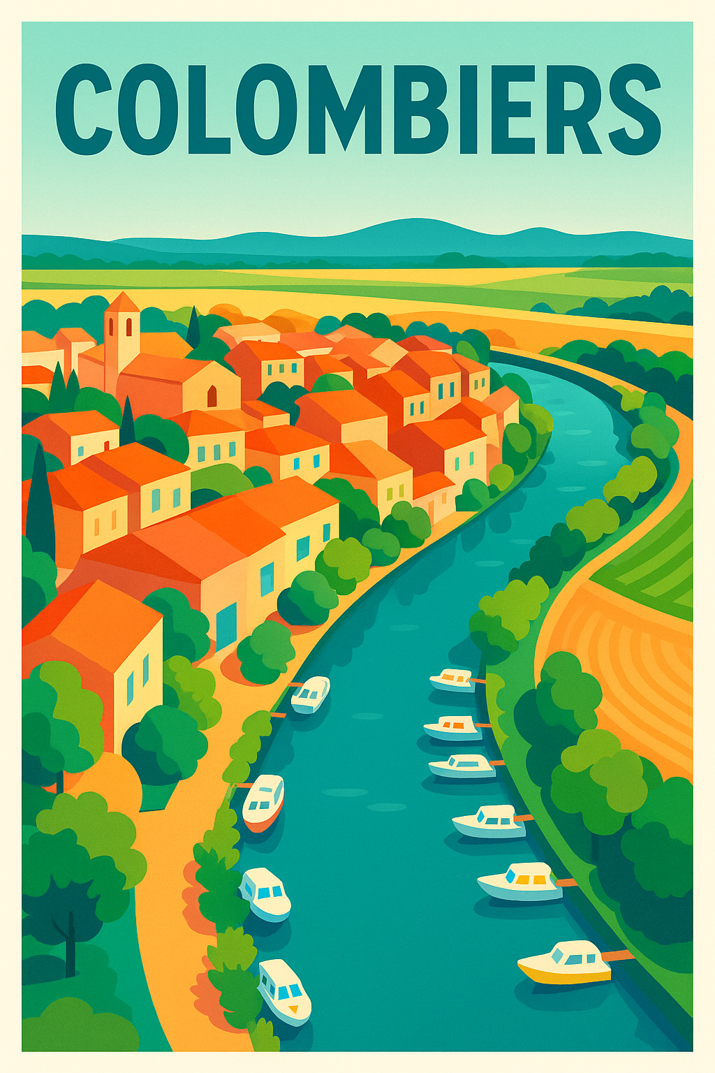 Affiche de Colombiers - Charme et douceur au fil de l'eau