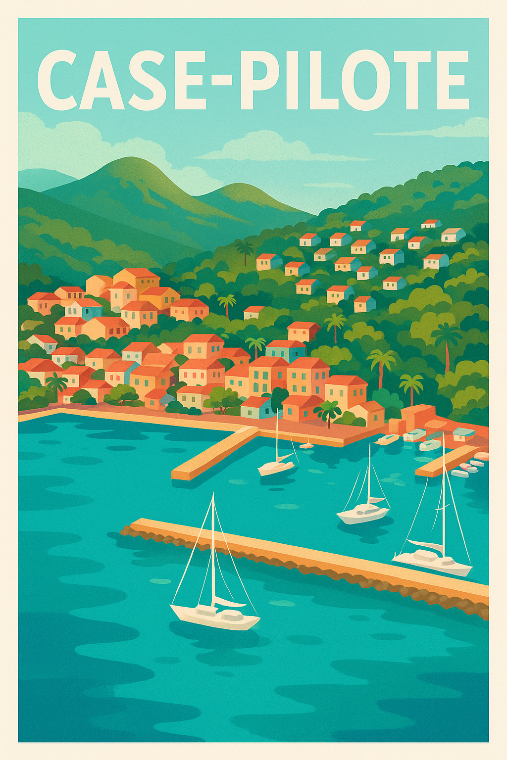 Affiche de Case-Pilote - Évasion tropicale au bord de mer