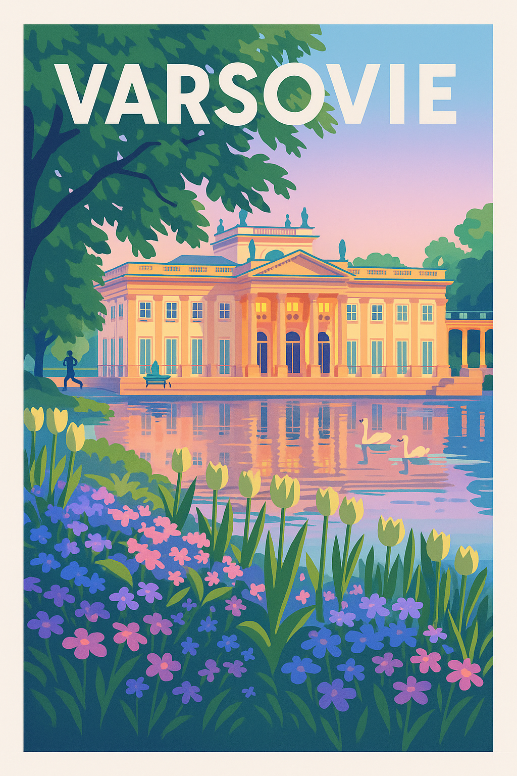 Affiche Varsovie — Harmonie et sérénité au Palais sur l'eau · poster d'art de Varsovie