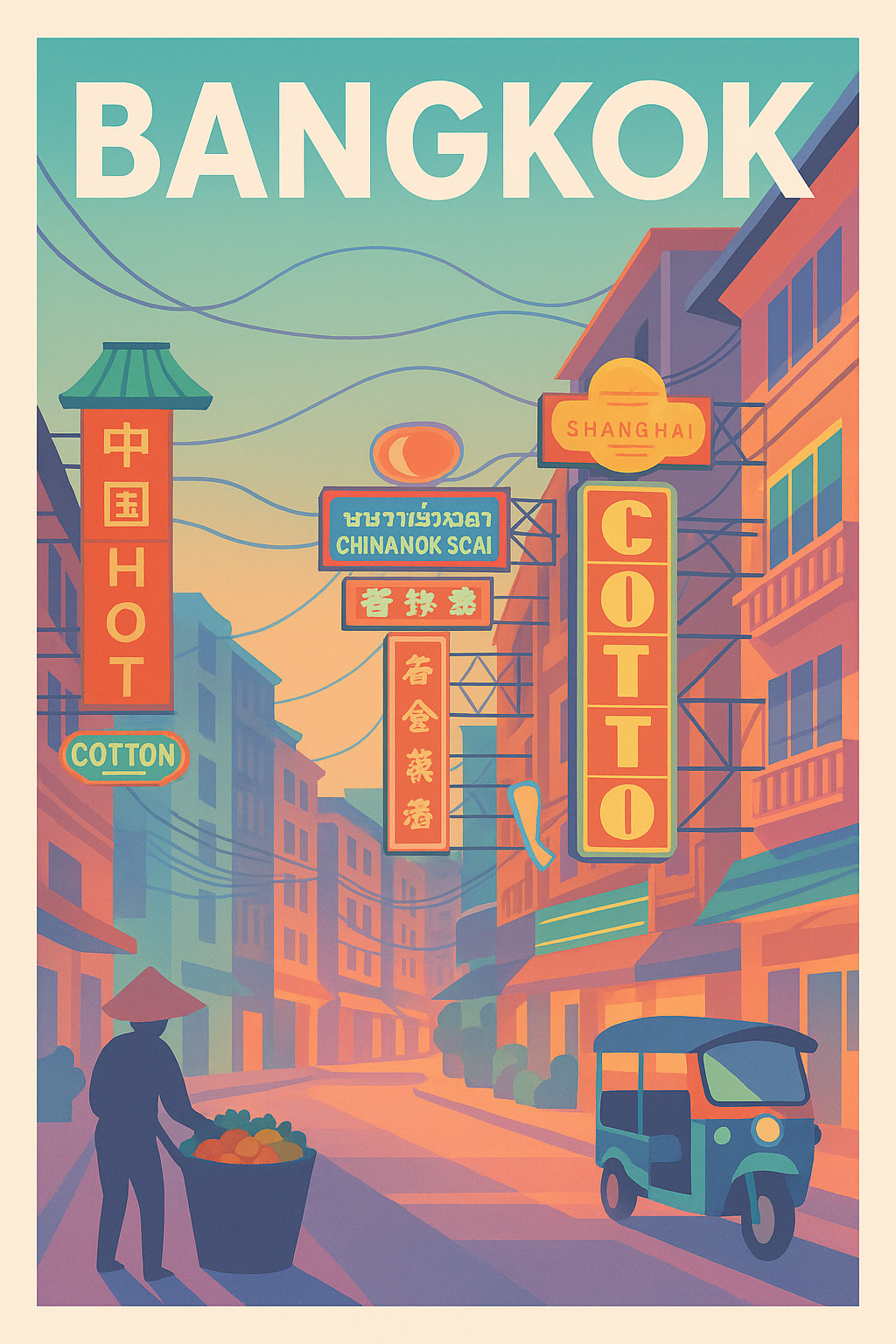 Affiche de Bangkok - Plongée dans l'effervescence urbaine colorée
