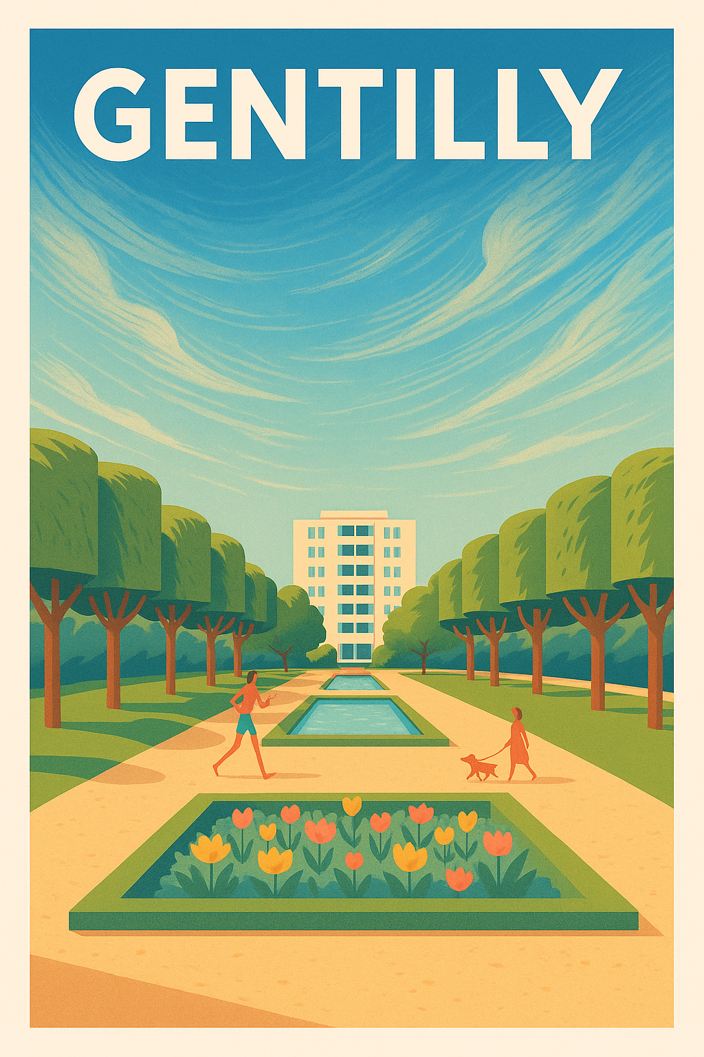 Affiche de Gentilly - Promenade printanière sous un ciel azur