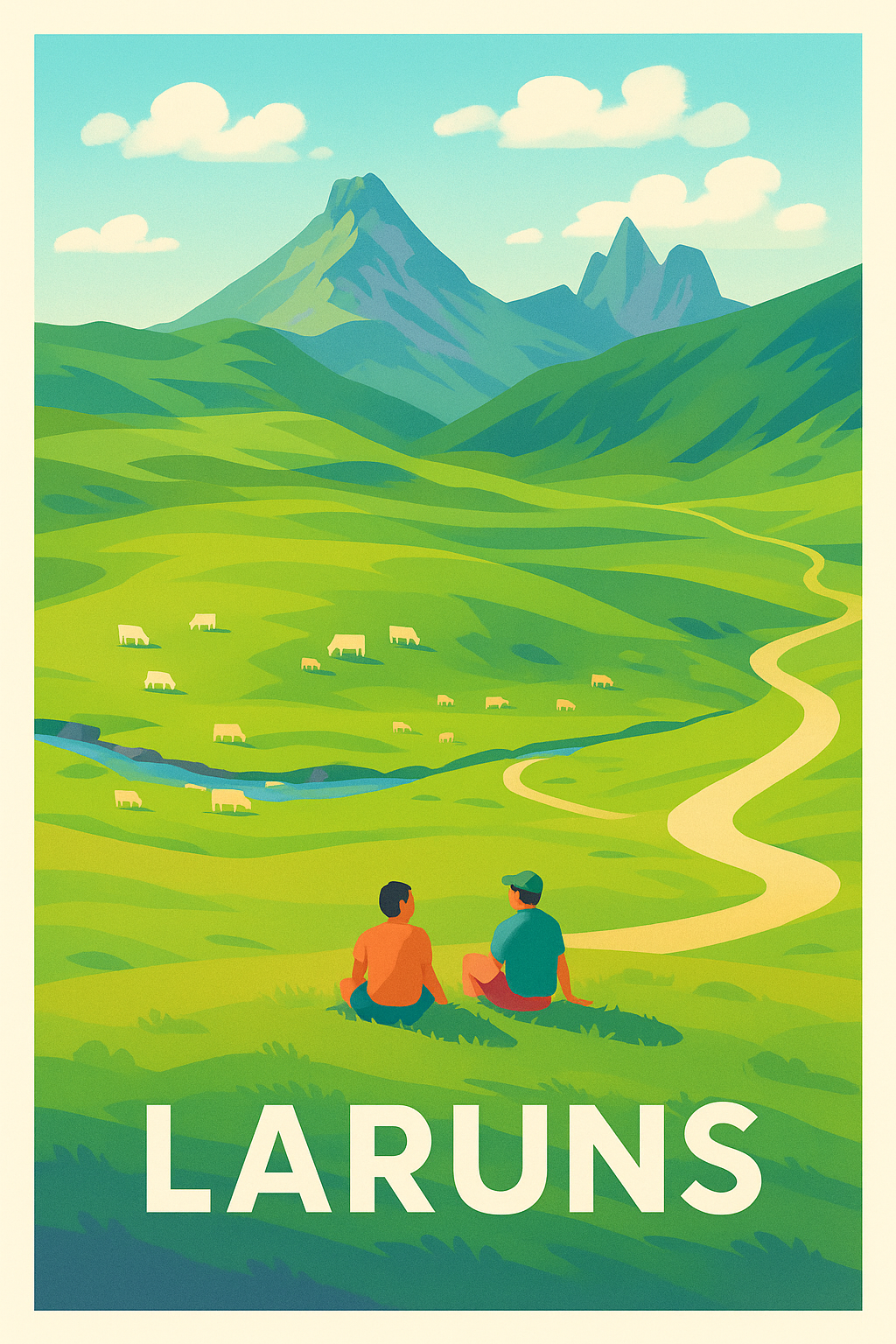 Affiche Laruns — Tranquillité et nature en vallée pyrénéenne · poster d'art de Laruns