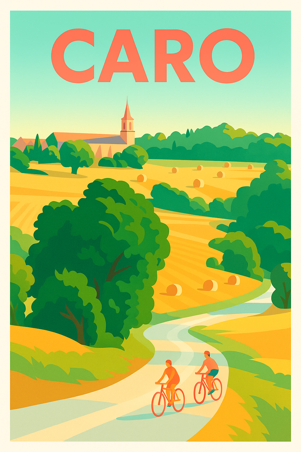 Affiche de Caro - Escapade champêtre à vélo