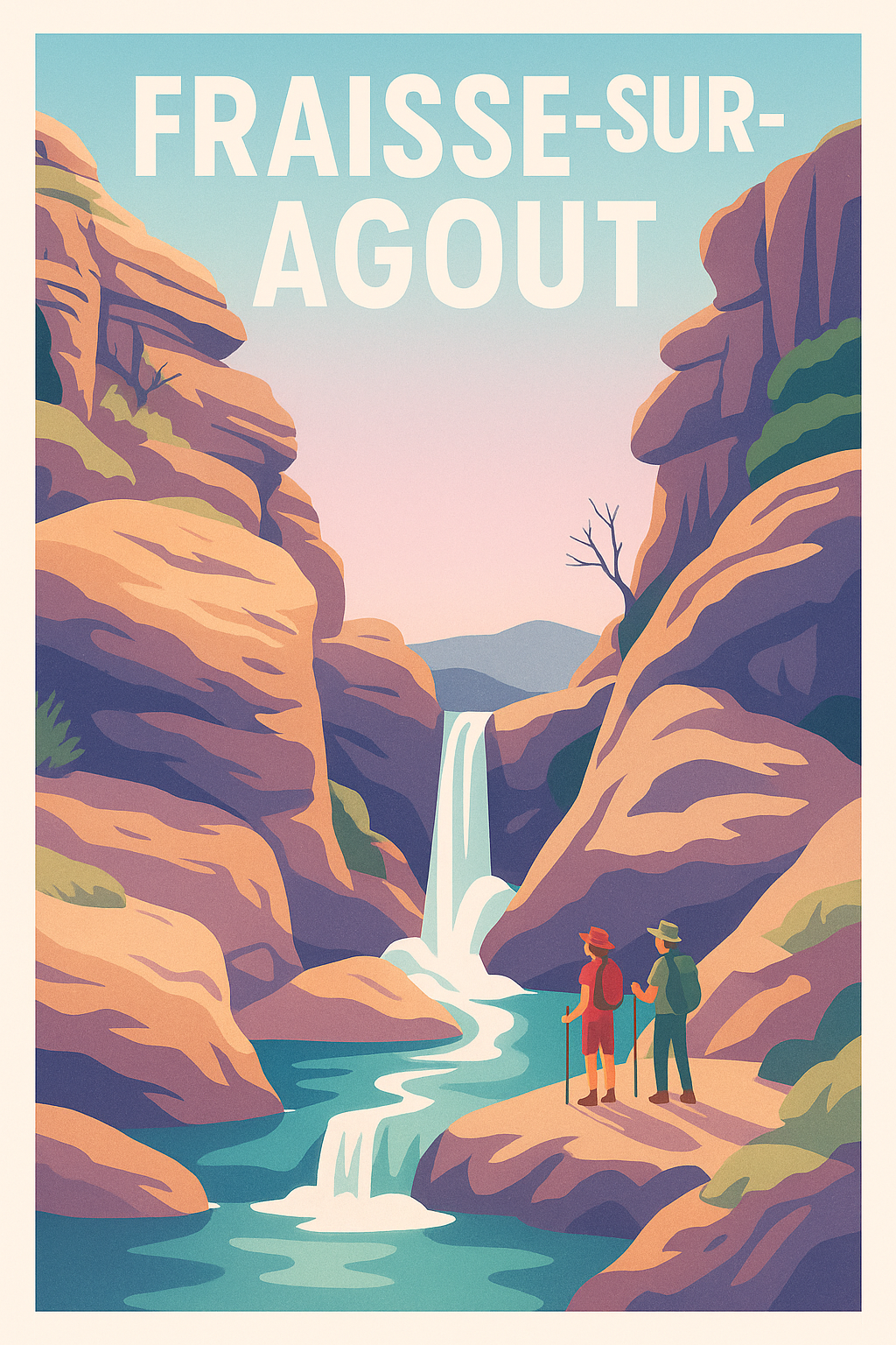 Affiche Fraisse-sur-Agout — Aventure au cœur des cascades · poster d'art de Fraisse-sur-Agout