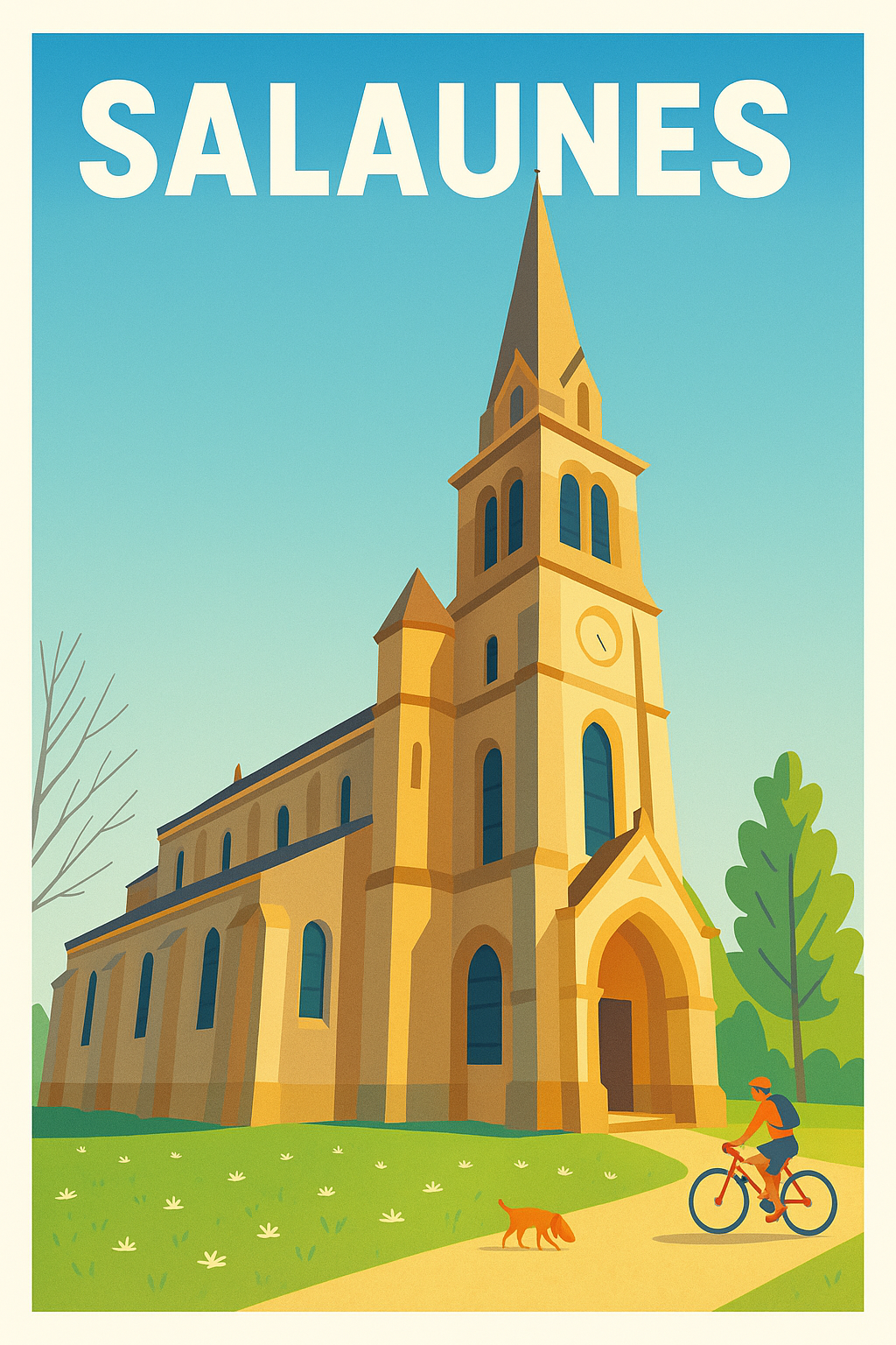Affiche de Salaunes - L'église au charme bucolique