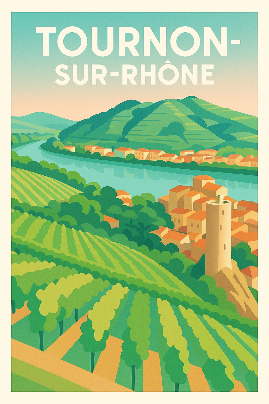 Affiche de Tournon-sur-Rhône - Charme et vignobles au bord du Rhône