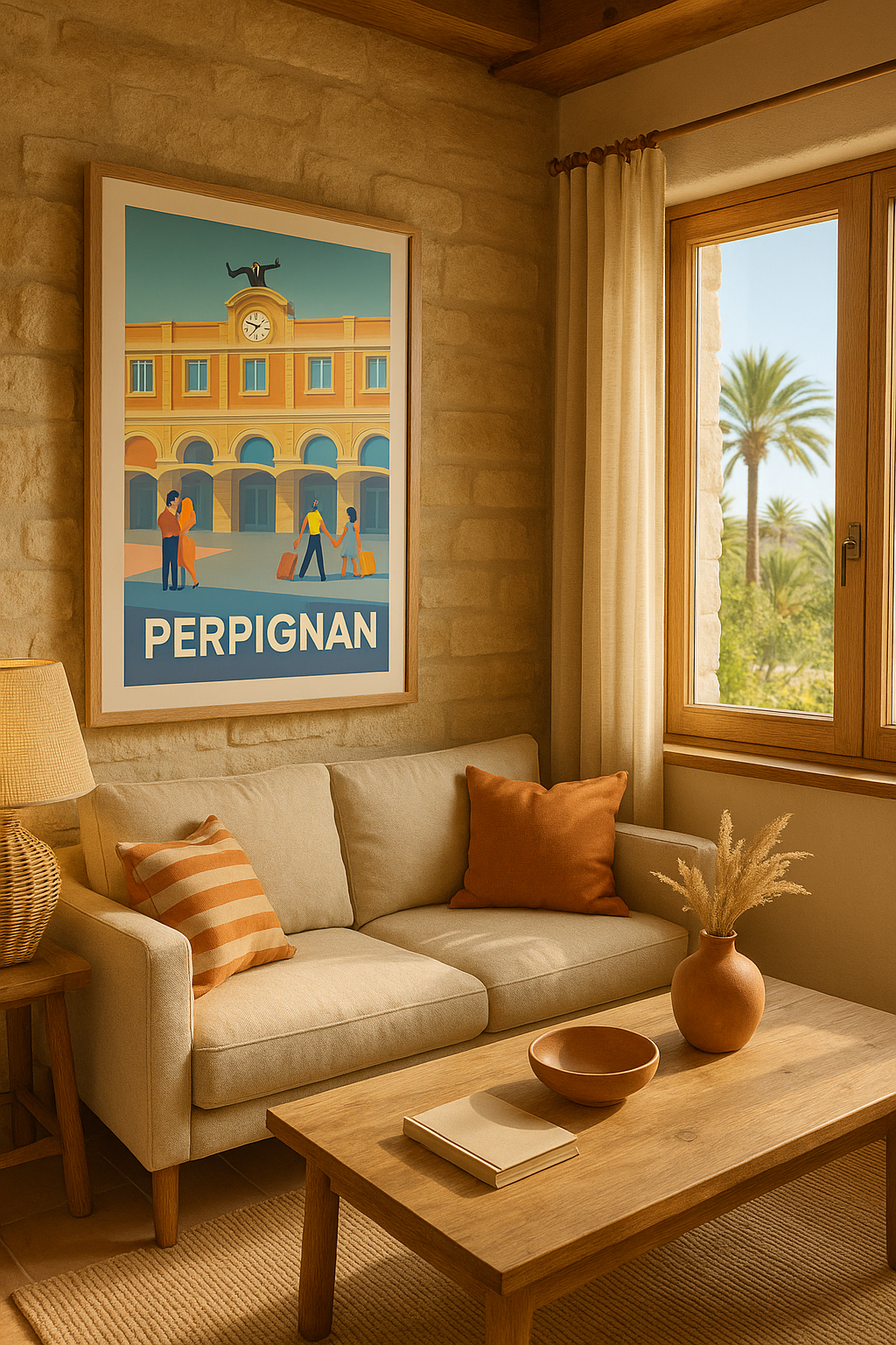 Mise en situation Affiche Perpignan - Charme et voyage au cœur de la gare