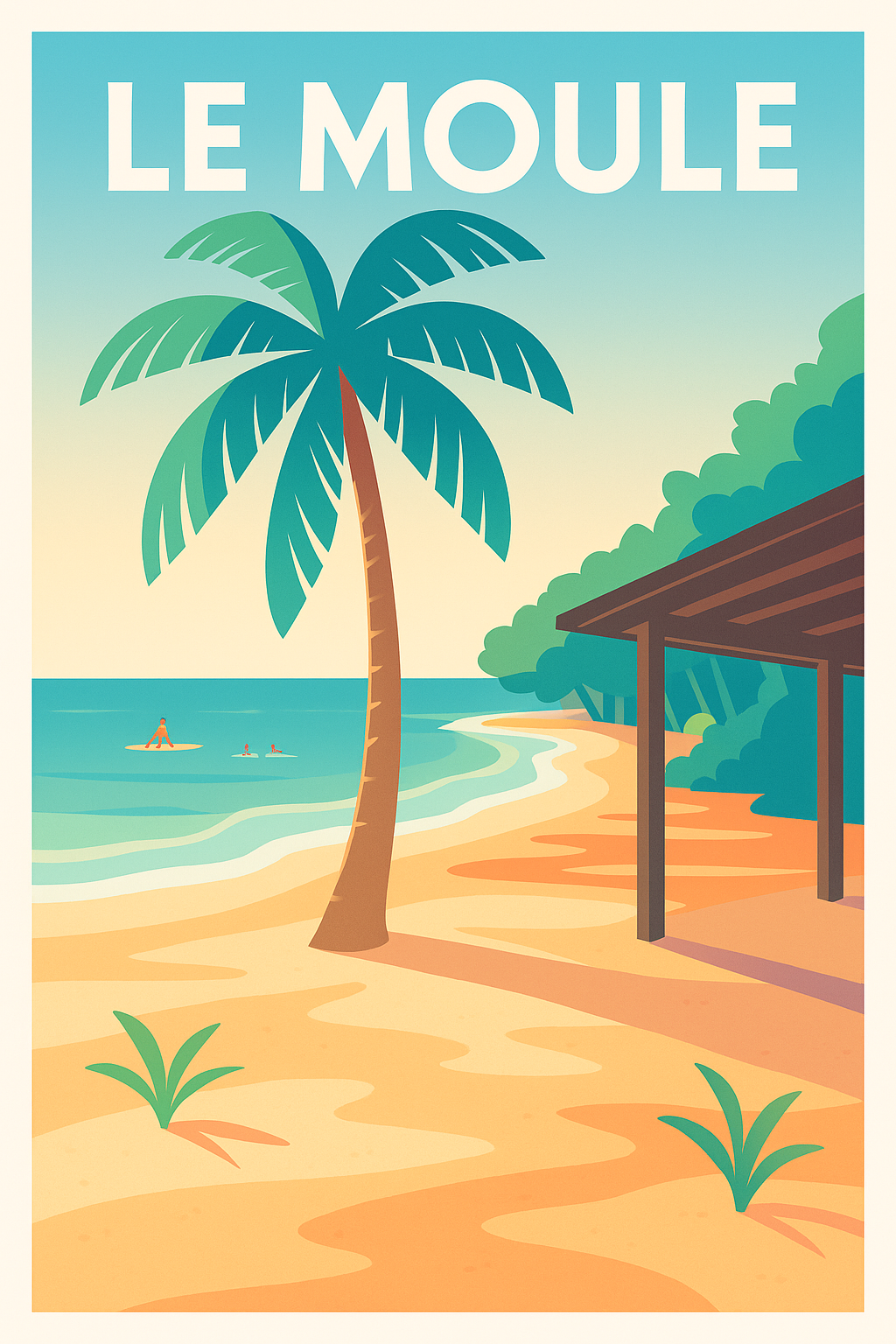 Affiche Le Moule — Évasion tropicale au bord de l'eau · poster d'art de Le Moule