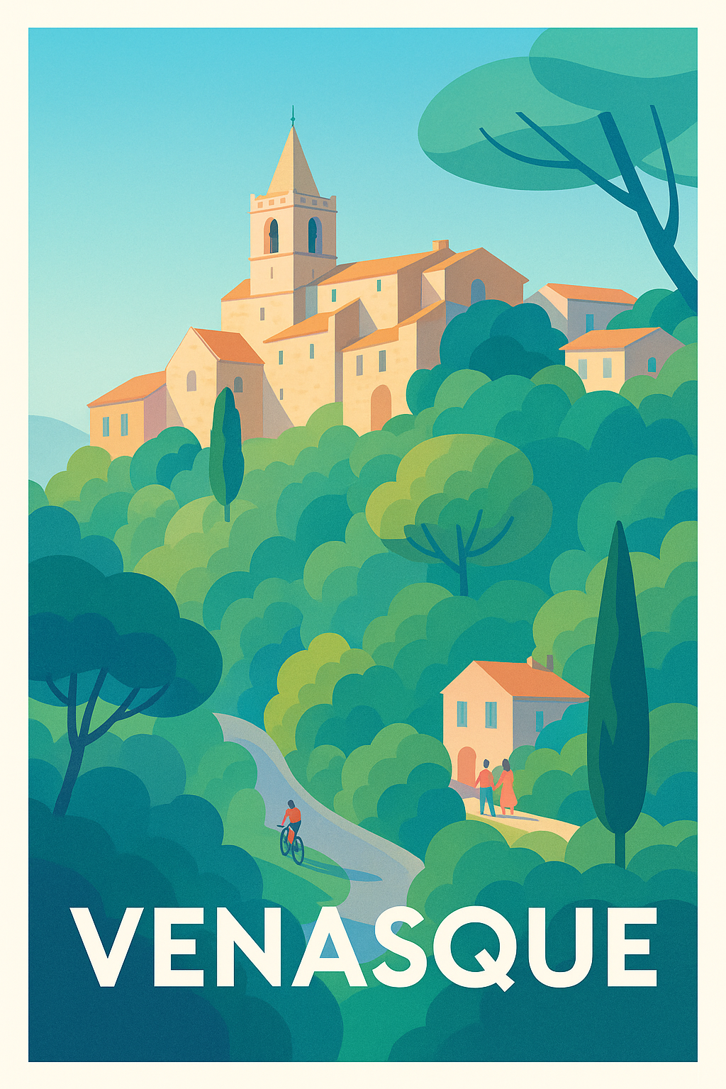 Affiche Venasque — Un village perché en Provence · poster d'art de Venasque