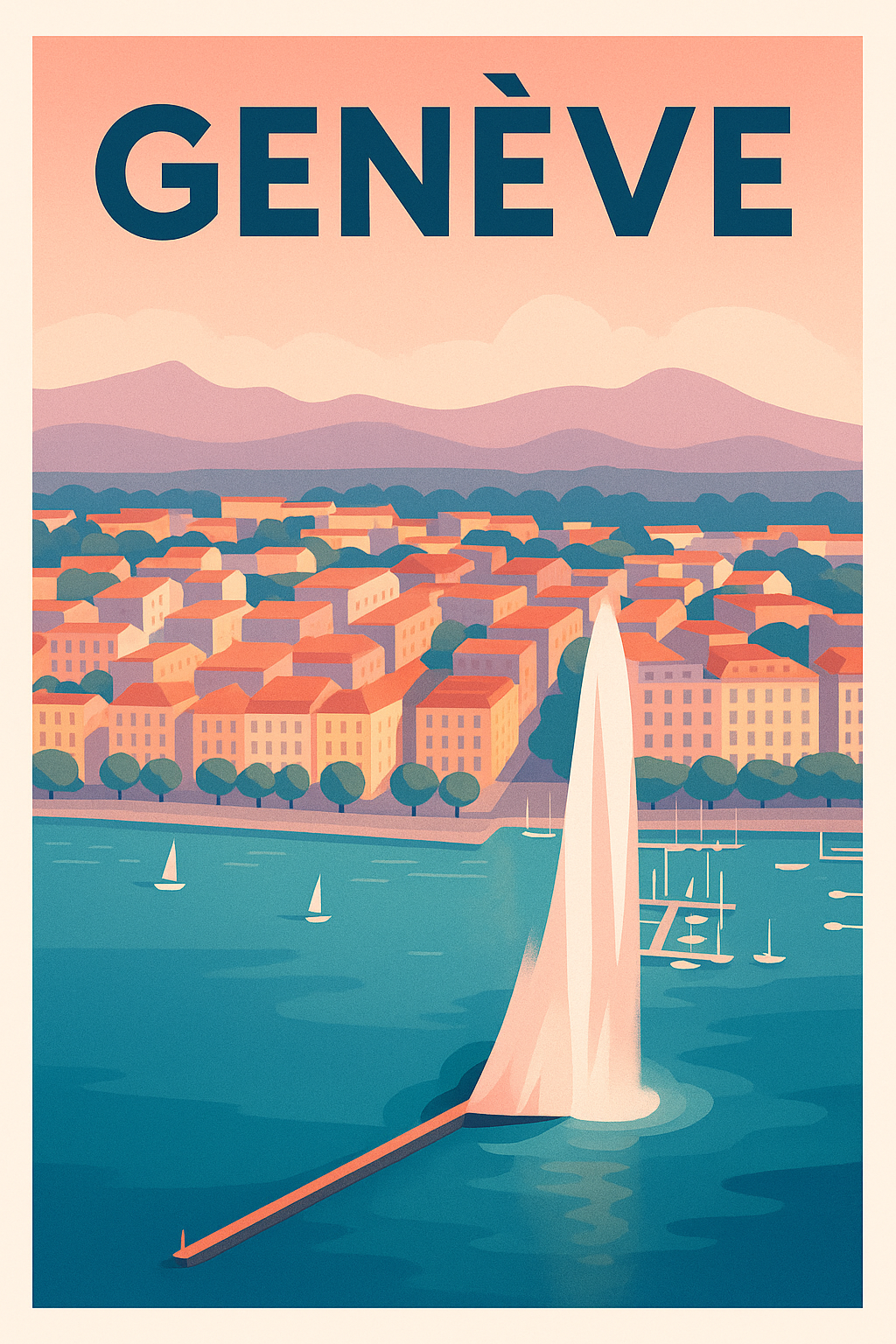 Affiche de Genève - Le charme au bord du lac Léman