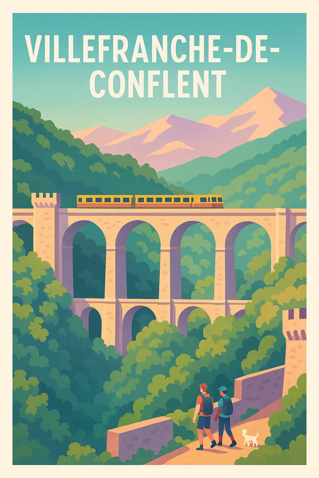 Affiche Villefranche-de-Conflent — Voyage au cœur des Pyrénées · poster d'art de Villefranche-de-Conflent