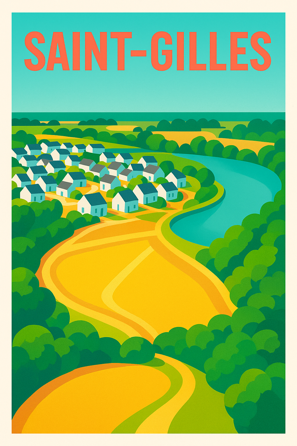 Affiche de Saint-Gilles - Charme bucolique et couleurs vibrantes