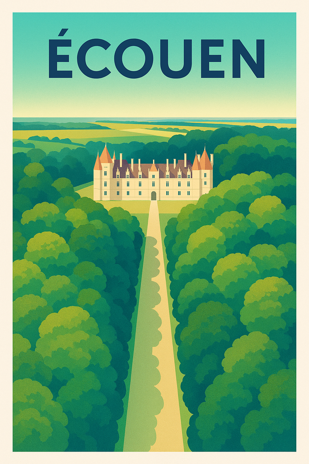Affiche de Écouen - L'élégance du château au cœur de la verdure