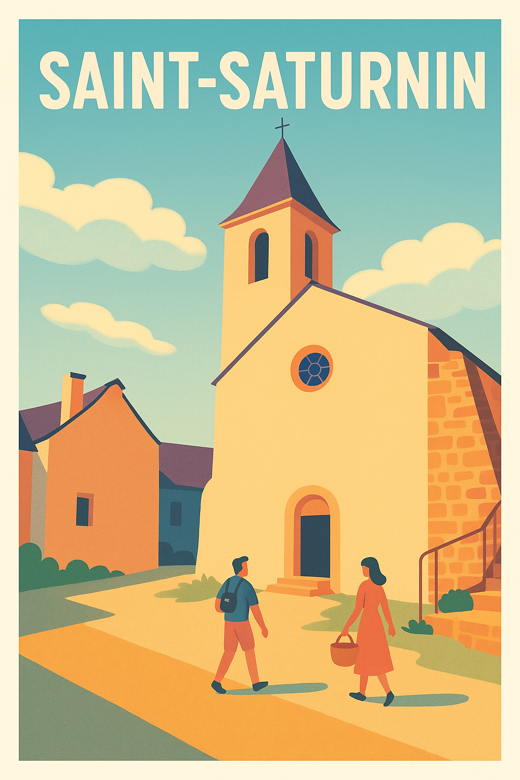 Affiche Saint-Saturnin — Charme villageois intemporel · poster d'art de Saint-Saturnin