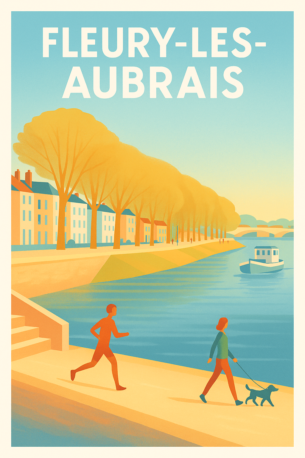 Affiche Fleury-les-Aubrais — Promenade et douceur au fil de l'eau · poster d'art de Fleury-les-Aubrais