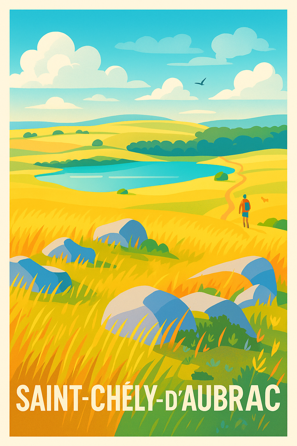 Affiche Saint-Chély-d'Aubrac — Voyage bucolique en pleine nature · poster d'art de Saint-Chély-d'Aubrac