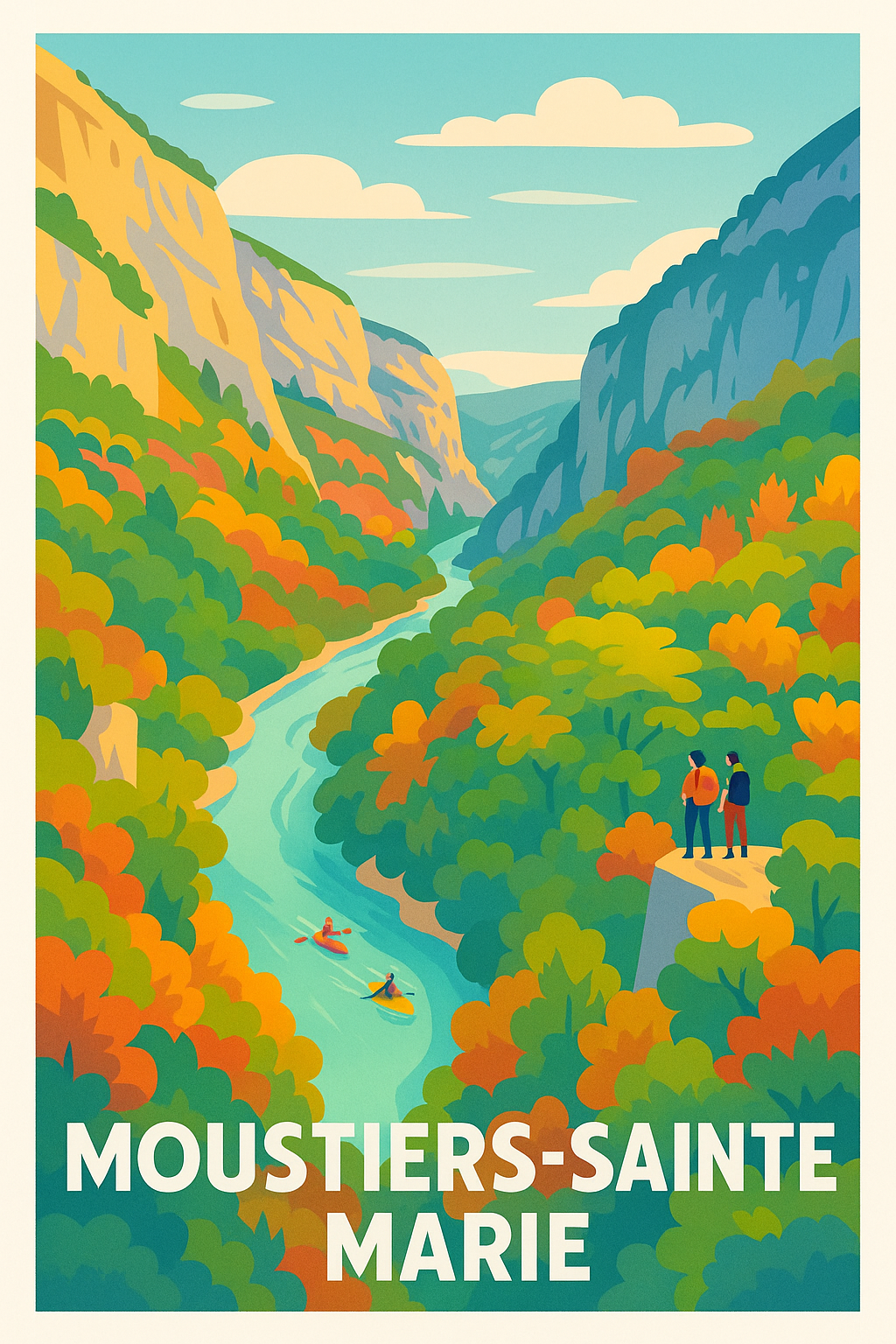 Affiche Moustiers-Sainte-Marie — Évasion au cœur des gorges · poster d'art de Moustiers-Sainte-Marie
