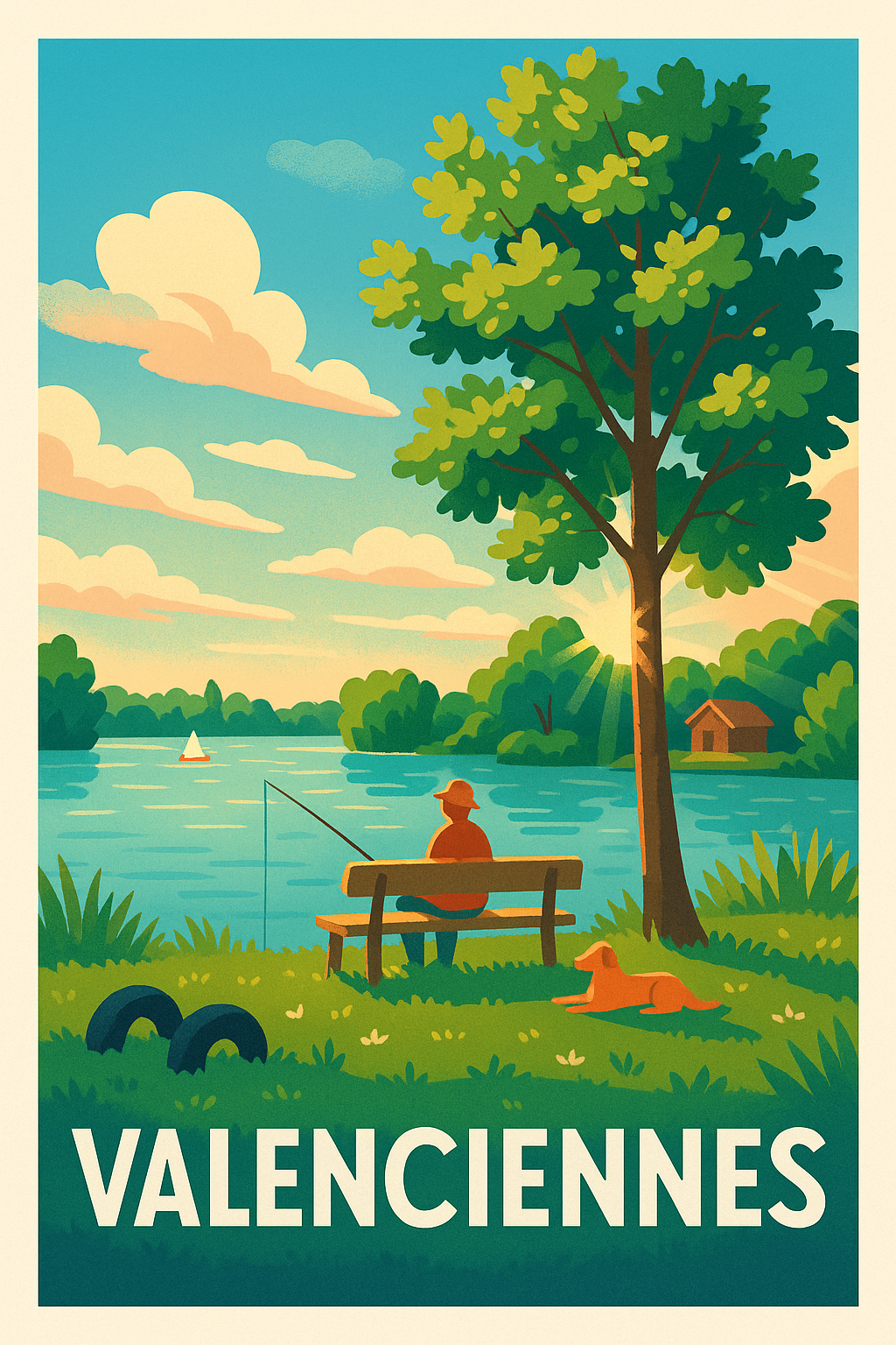 Affiche Valenciennes — Sérénité au bord de l'eau · poster d'art de Valenciennes