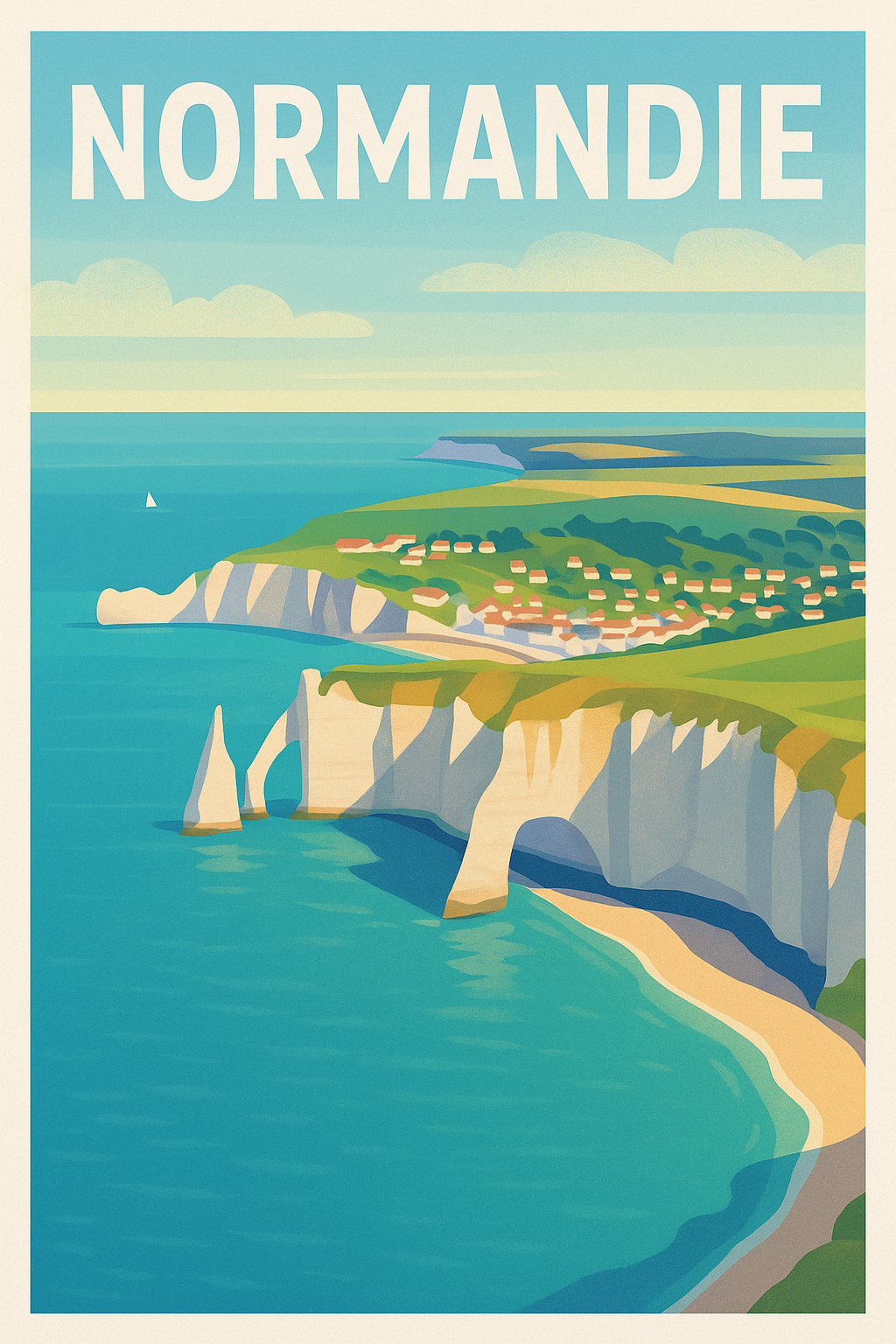 Affiche Normandie — Les célèbres falaises d'Étretat en lumière · poster d'art de Normandie