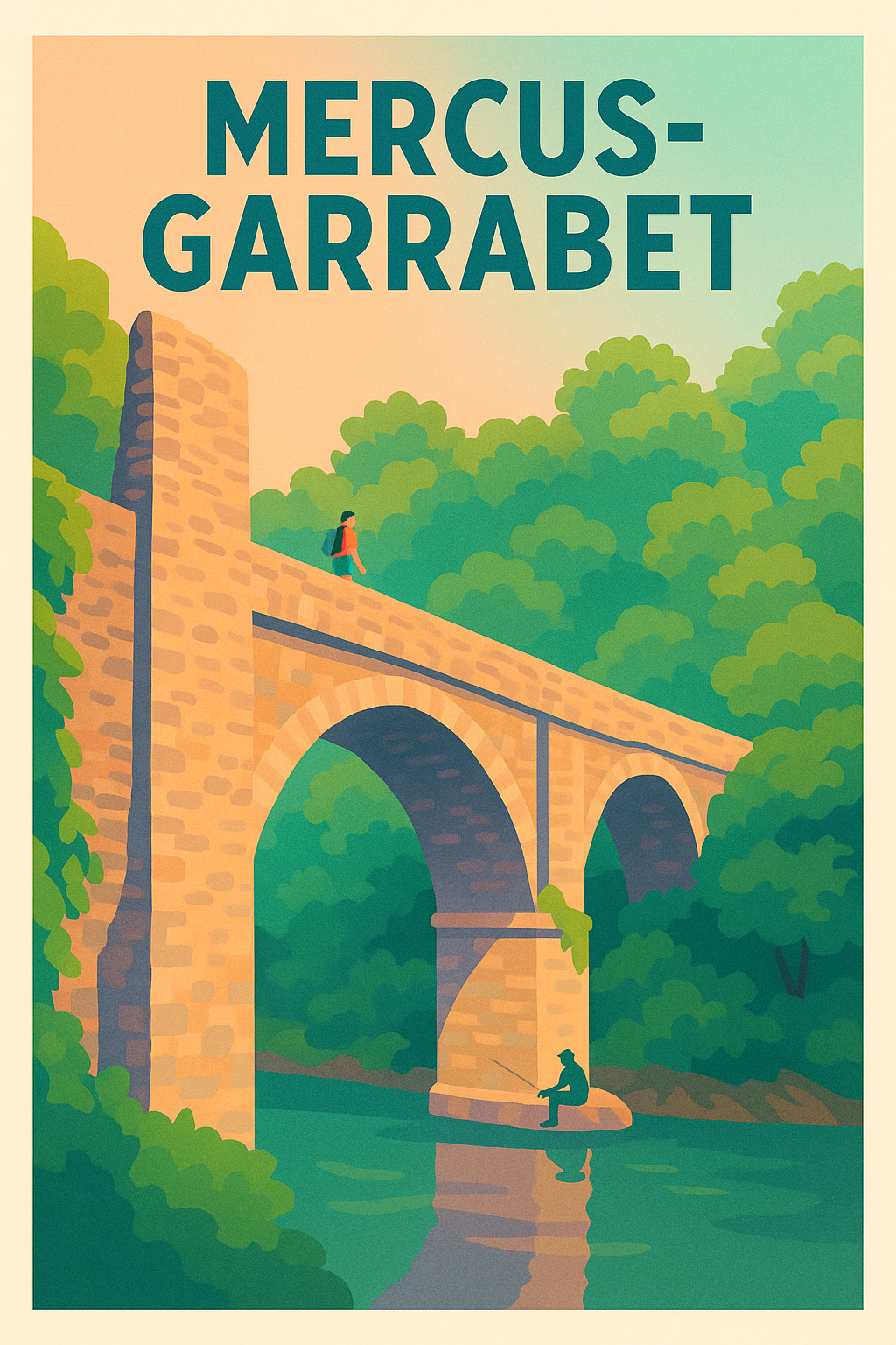 Affiche de Mercus-Garrabet - L'élégance tranquille du Pont en pierre