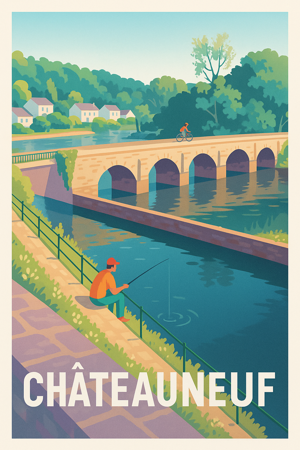 Affiche Châteauneuf — Tranquillité au bord de l'eau · poster d'art de Châteauneuf