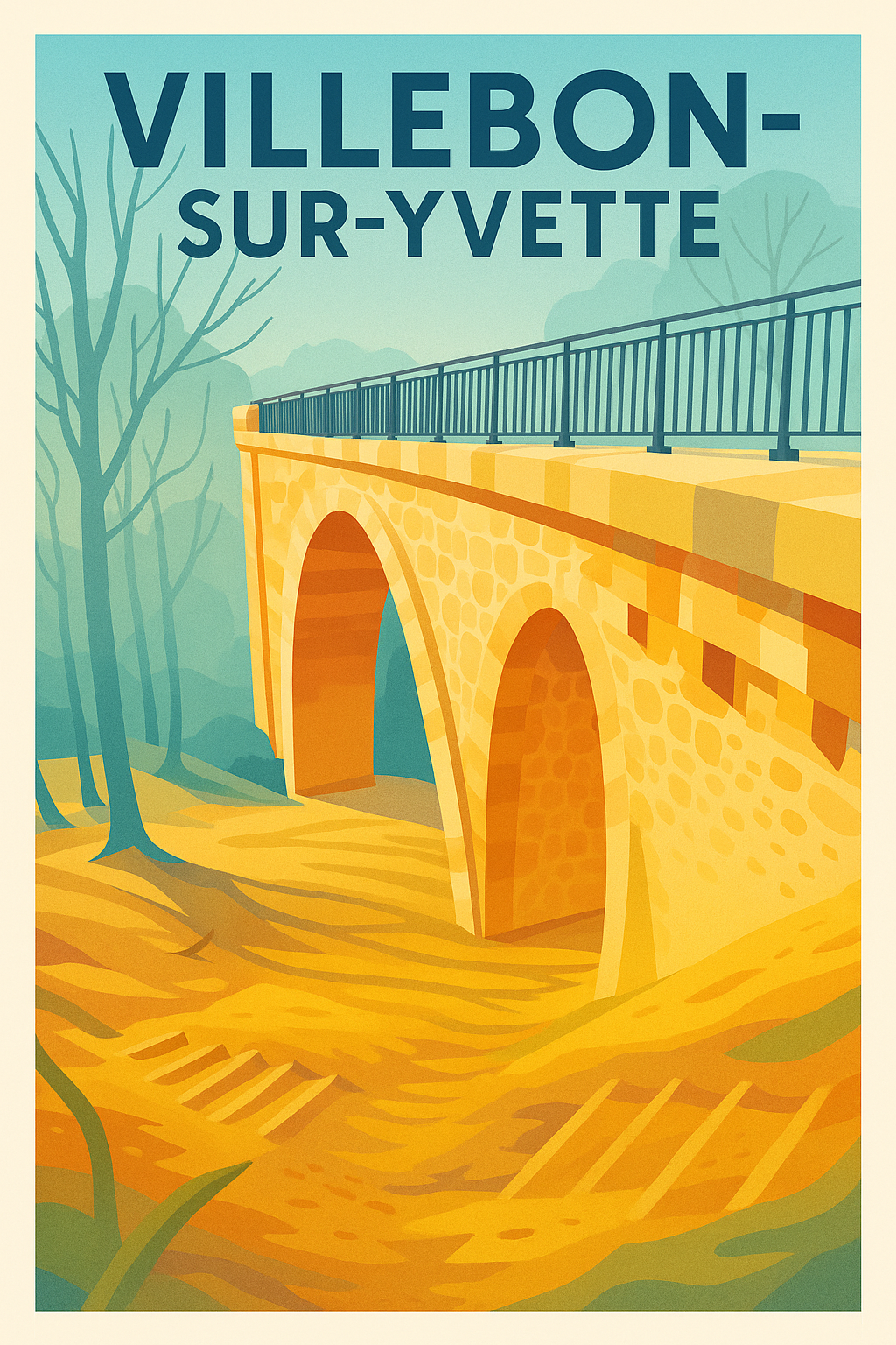 Affiche de Villebon-sur-Yvette - L'élégance du patrimoine en illustration