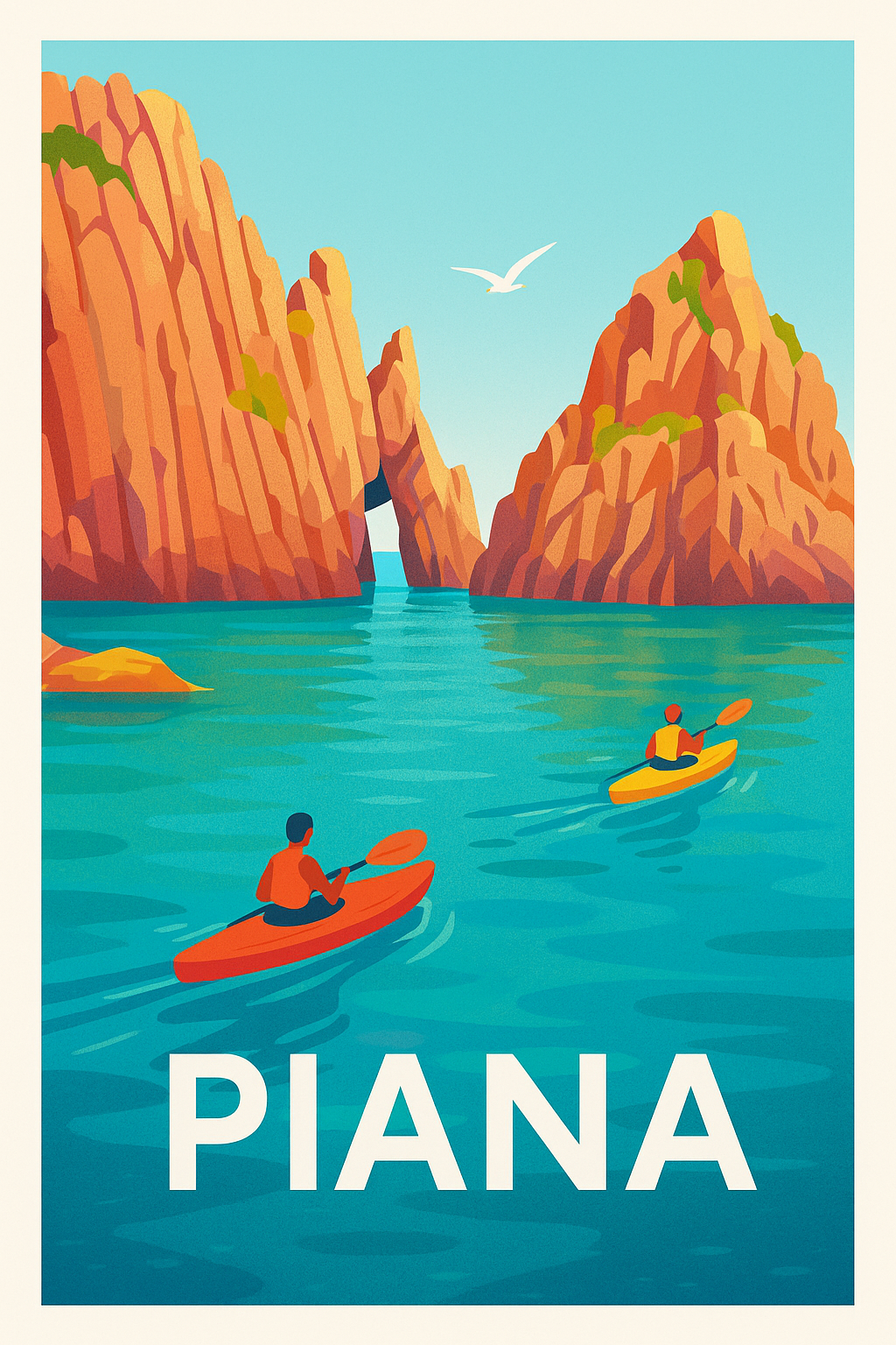 Affiche Piana — Évasion Kayak au Coeur des Calanques · poster d'art de Piana