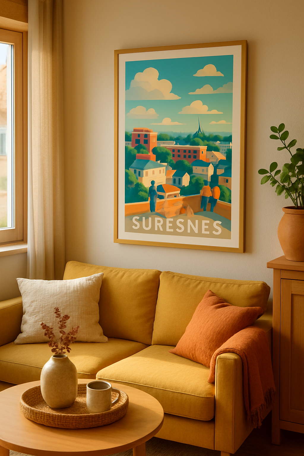 Mise en situation Affiche de Suresnes - Vue paisible et familiale sur la ville