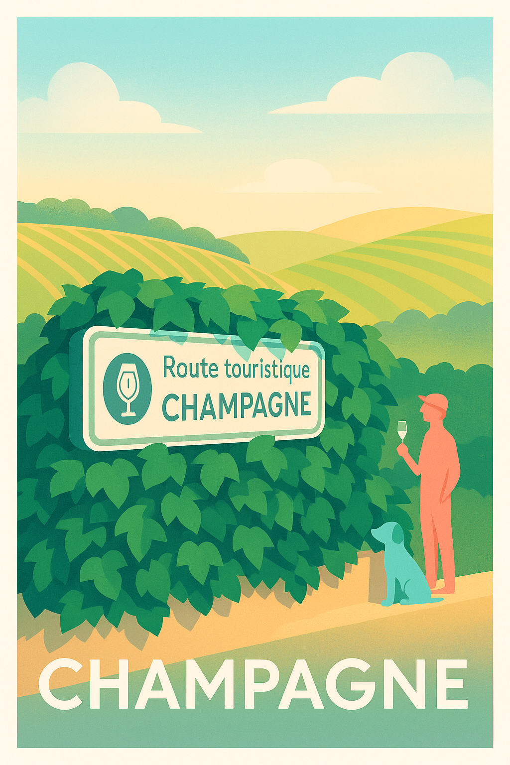 Affiche de Champagne - Escapade sur la route touristique